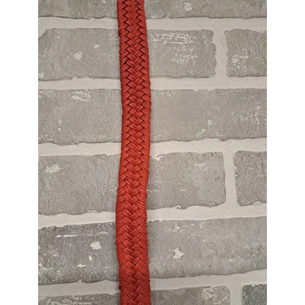 Vintage Y2K Braided Genuine‎ Leather Orange Womens Belt Size 10-12